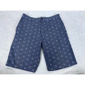 Dockers Men's Flat Front 100% Cotton Blue Nautical Anchor Print Chino Shorts 30